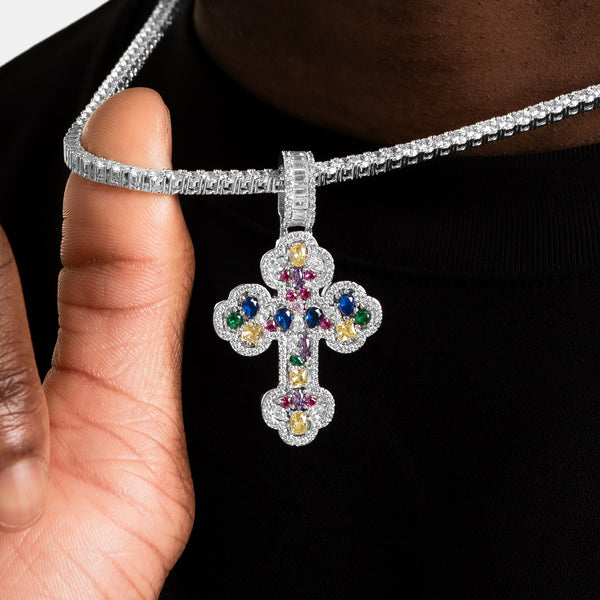 アクセサリー deal design cross necklace Mosaic Gemstone Cross Pendant - 6 ICE