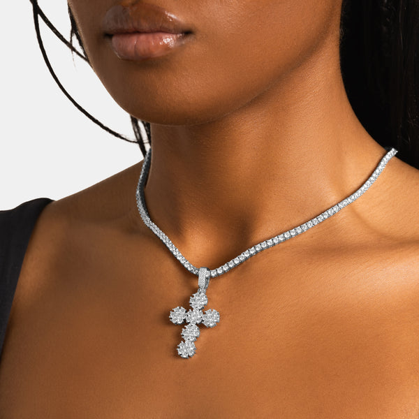 Daisy Cross Pendant - 6 ICE