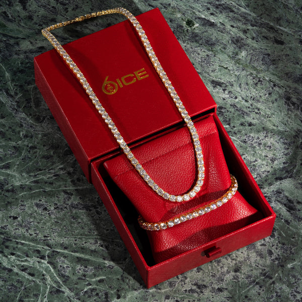 5mm Diamond Tennis Chain Gold - 6 ICE
