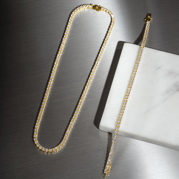 3mm Moissanite Tennis Chain Gold Vermeil - 6 ICE