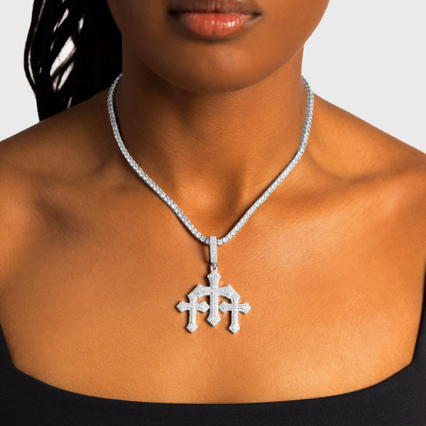 Triple Cross Pendant - 6 ICE
