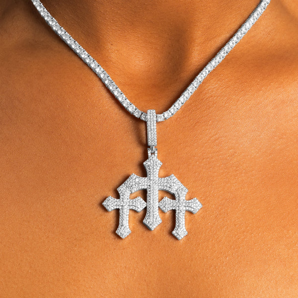 Triple Cross Pendant - 6 ICE