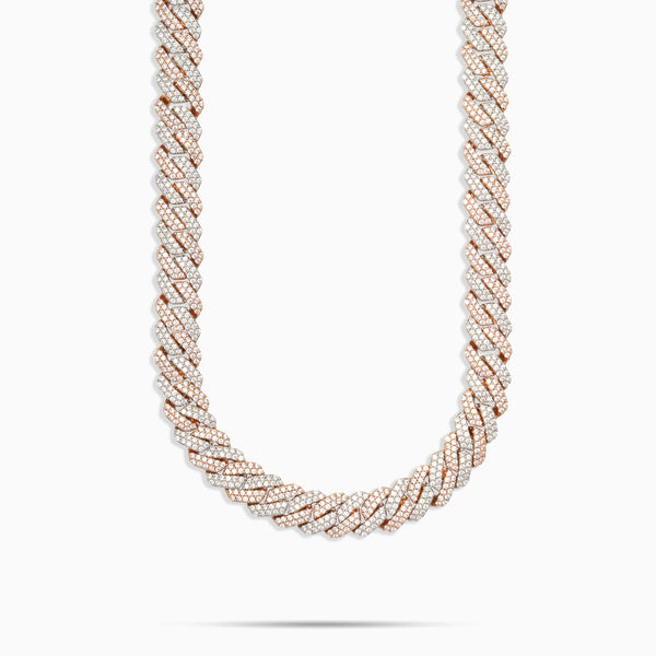 12mm Two Tone Diamond Prong Cuban Link Chain | 6 ICE, LLC