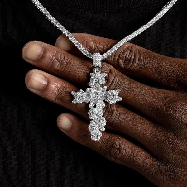 Rose Cross Pendant - 6 ICE