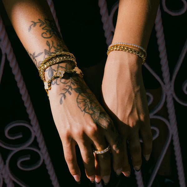 めぐみオーダーブレスレット Iced Pearl Clover Bracelet Gold - 6 ICE