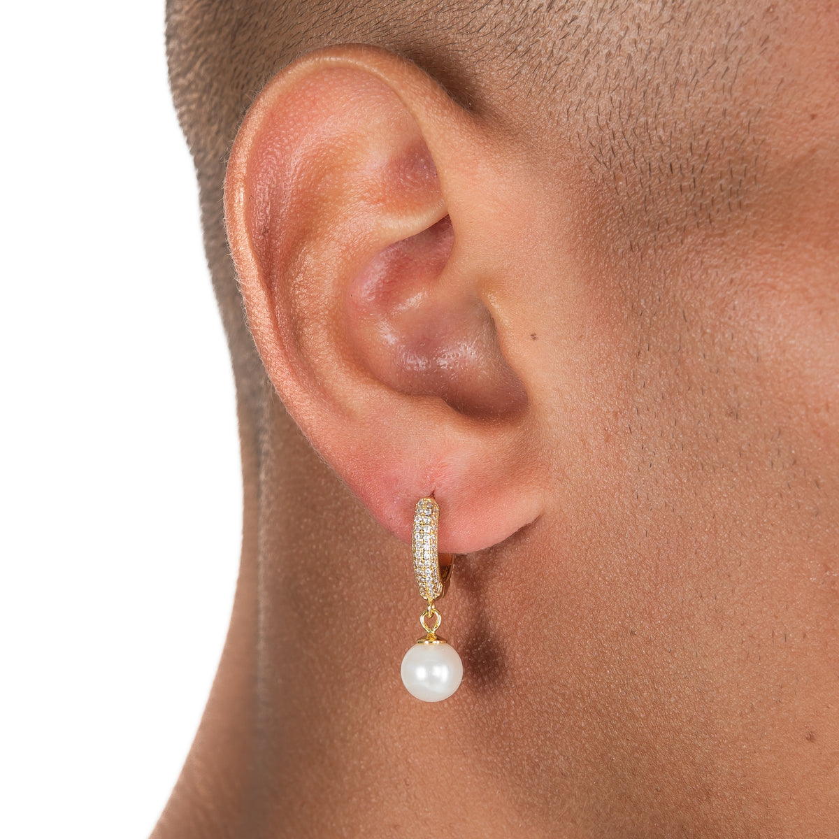 Diamond Pearl Hoop Earring 18k Gold
