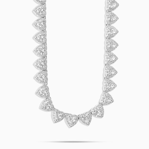 7mm Heart Cut Cluster Tennis Chain White Gold - 6 ICE, LLC