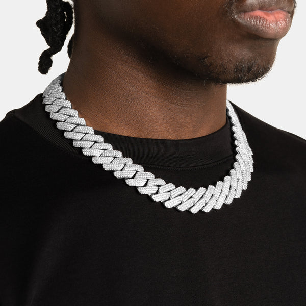 19mm Diamond Cuban Chain White Gold | 6 ICE, LLC