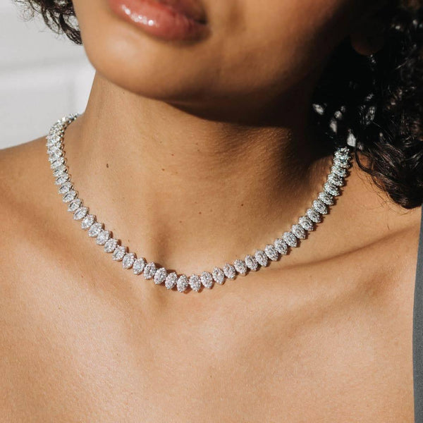 Marquise diamond tennis necklace Clearance