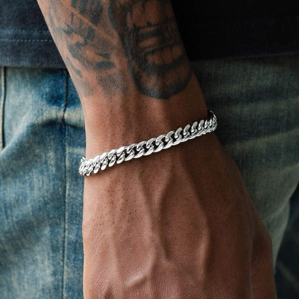 18k Gold Mens Bracelet Chain for Men Silver Bracelets Cuban 