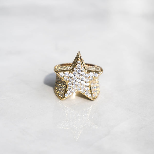 Framed Mini Diamond Gold Star Ring 6