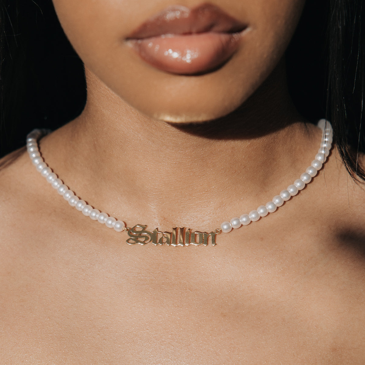 The Old English Pearl Custom Nameplate Necklace