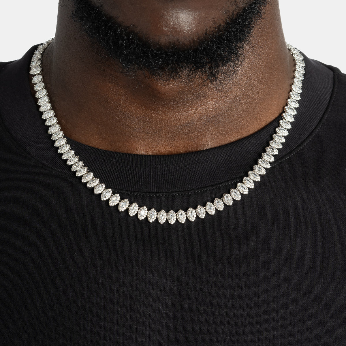 7mm Marquise Tennis Chain White Gold