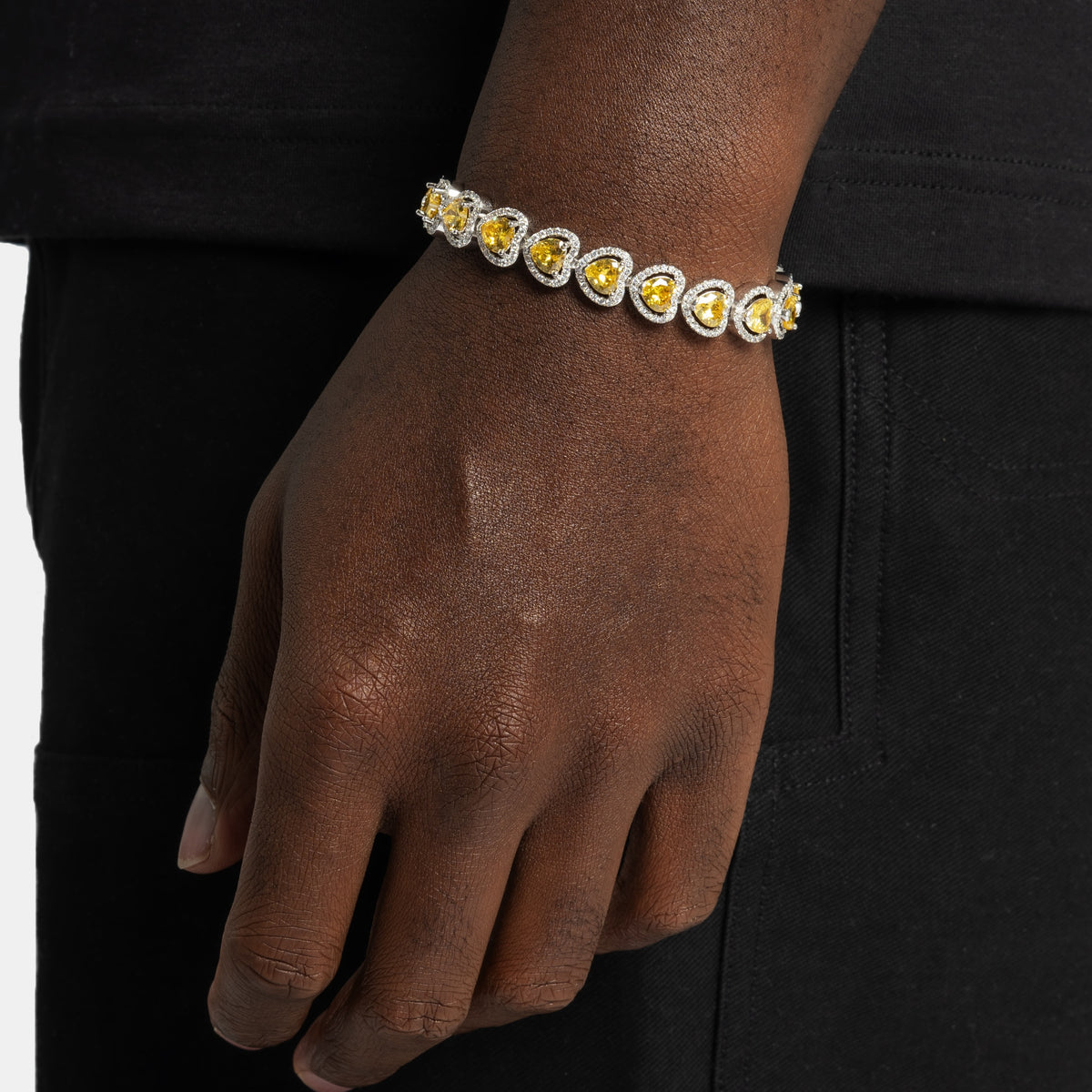 Canary Heart Tennis Bracelet White Gold