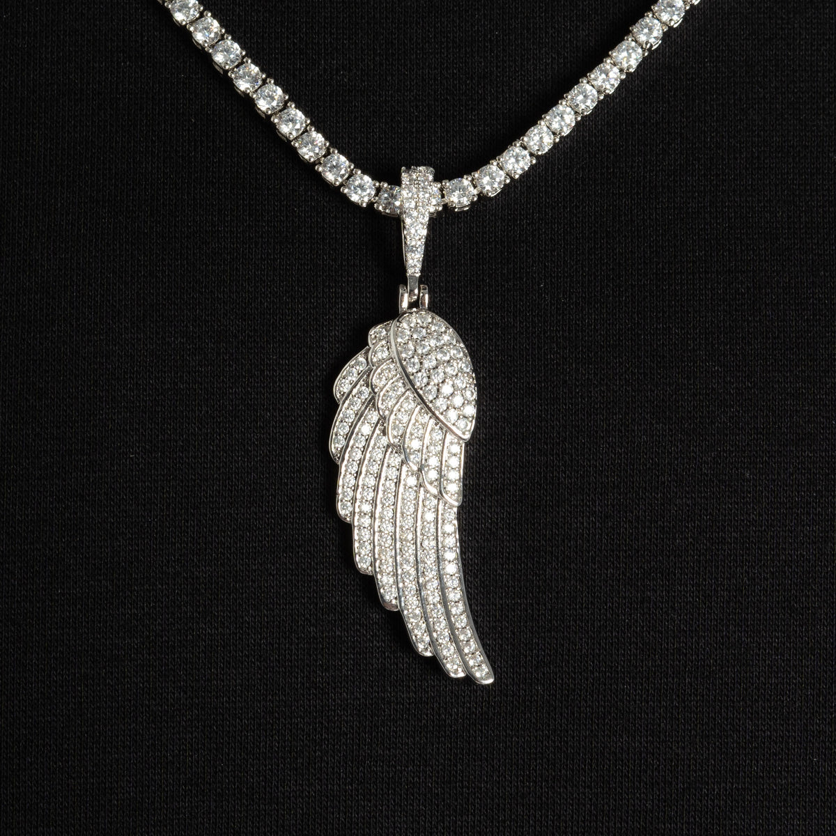 Iced Wing Pendant White Gold