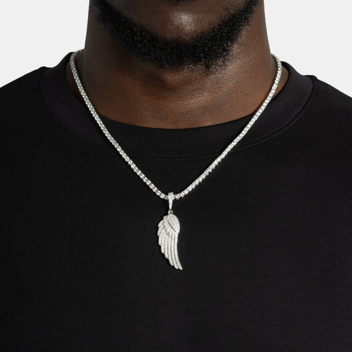 Iced Wing Pendant White Gold