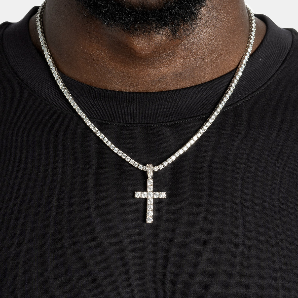 Bundle Diamond Cross & Tennis Chain White Gold