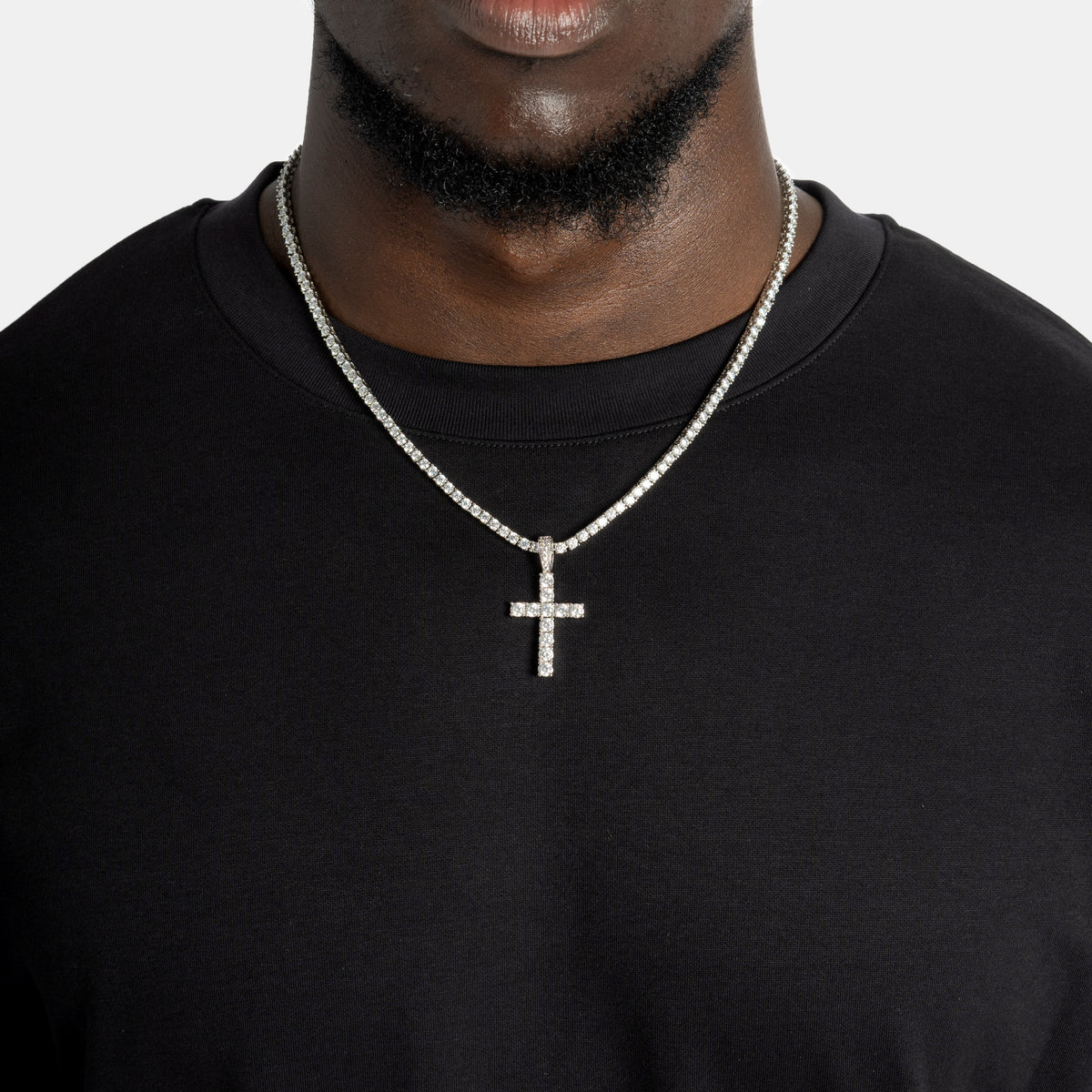 Bundle Diamond Cross & Tennis Chain White Gold