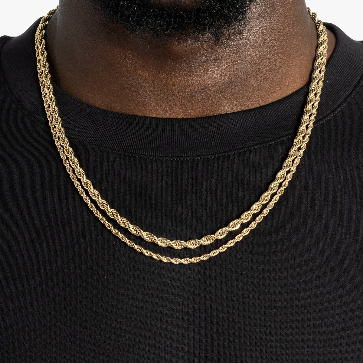 3mm & 5mm Rope Chain Bundle 18k Gold