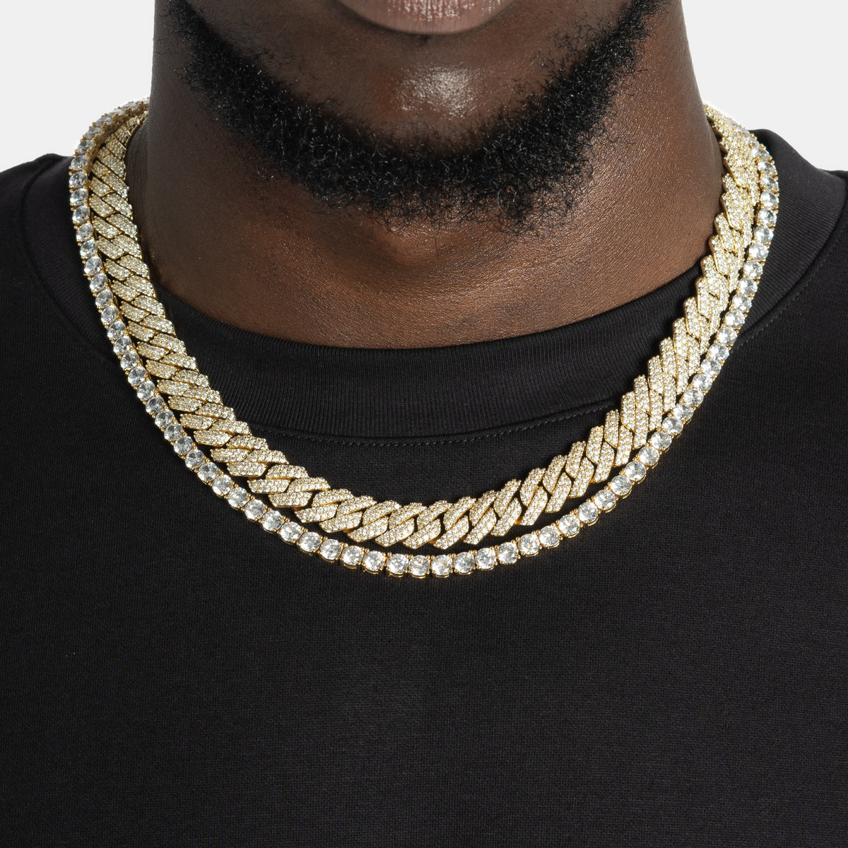Cuban Tennis Chain & Bracelet Bundle Gold