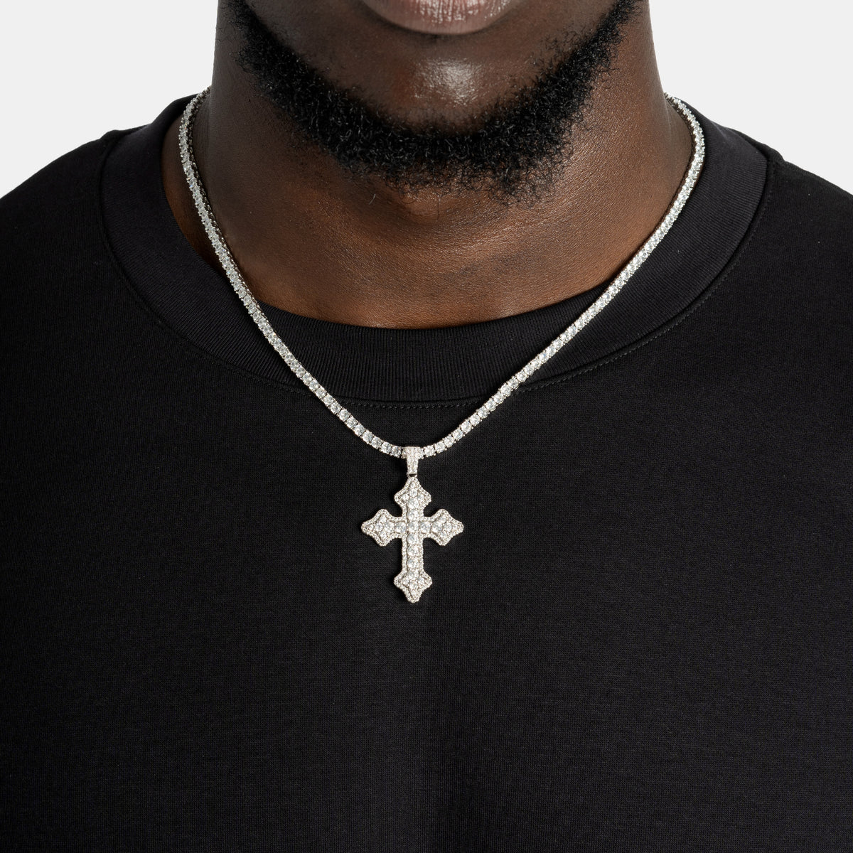 Clustered Cross Pendant S925 Moissanite