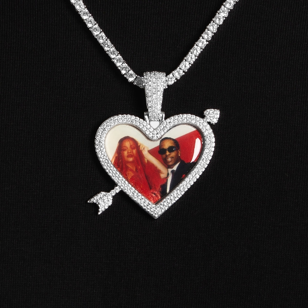 Arrow Heart Custom Picture Pendant
