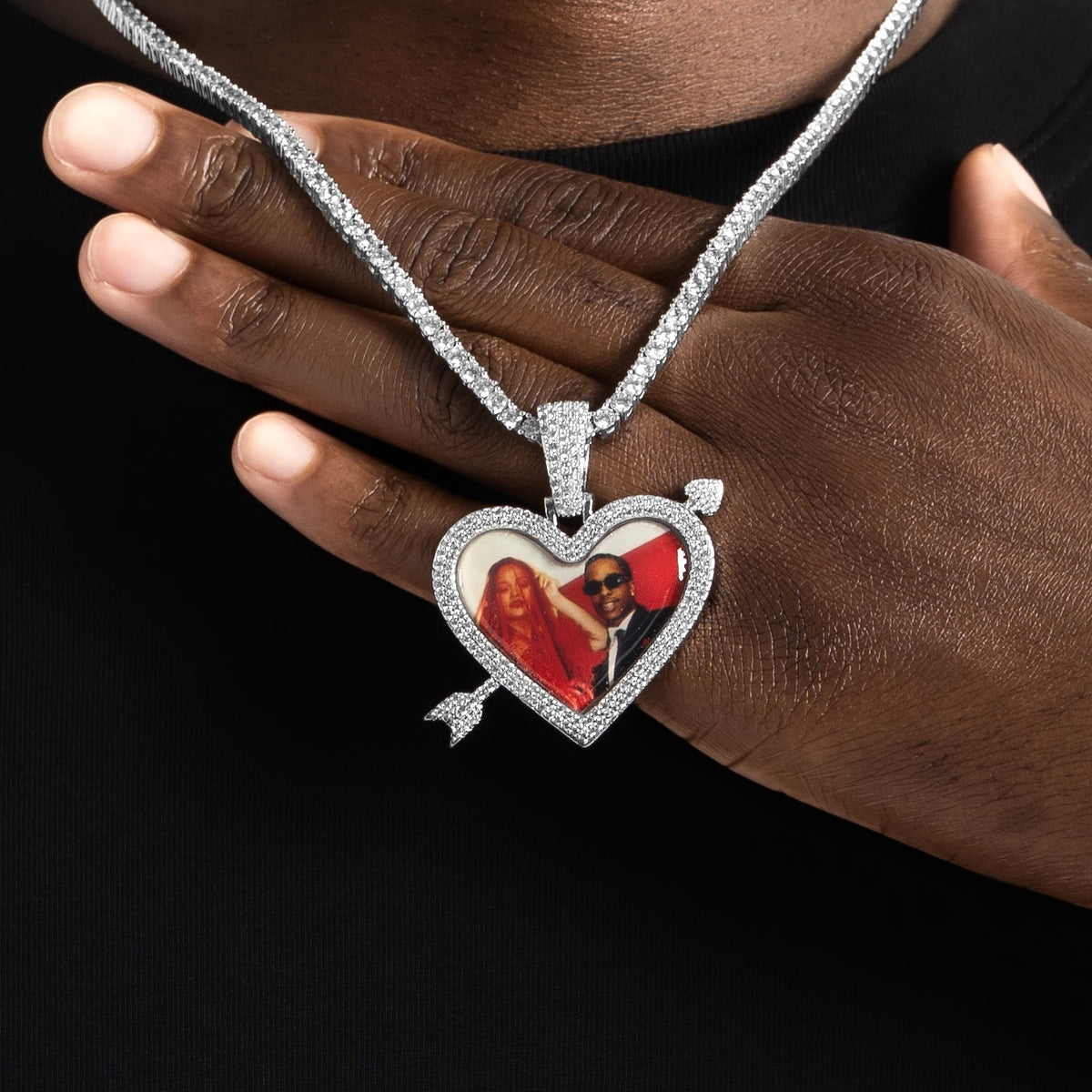Arrow Heart Custom Picture Pendant