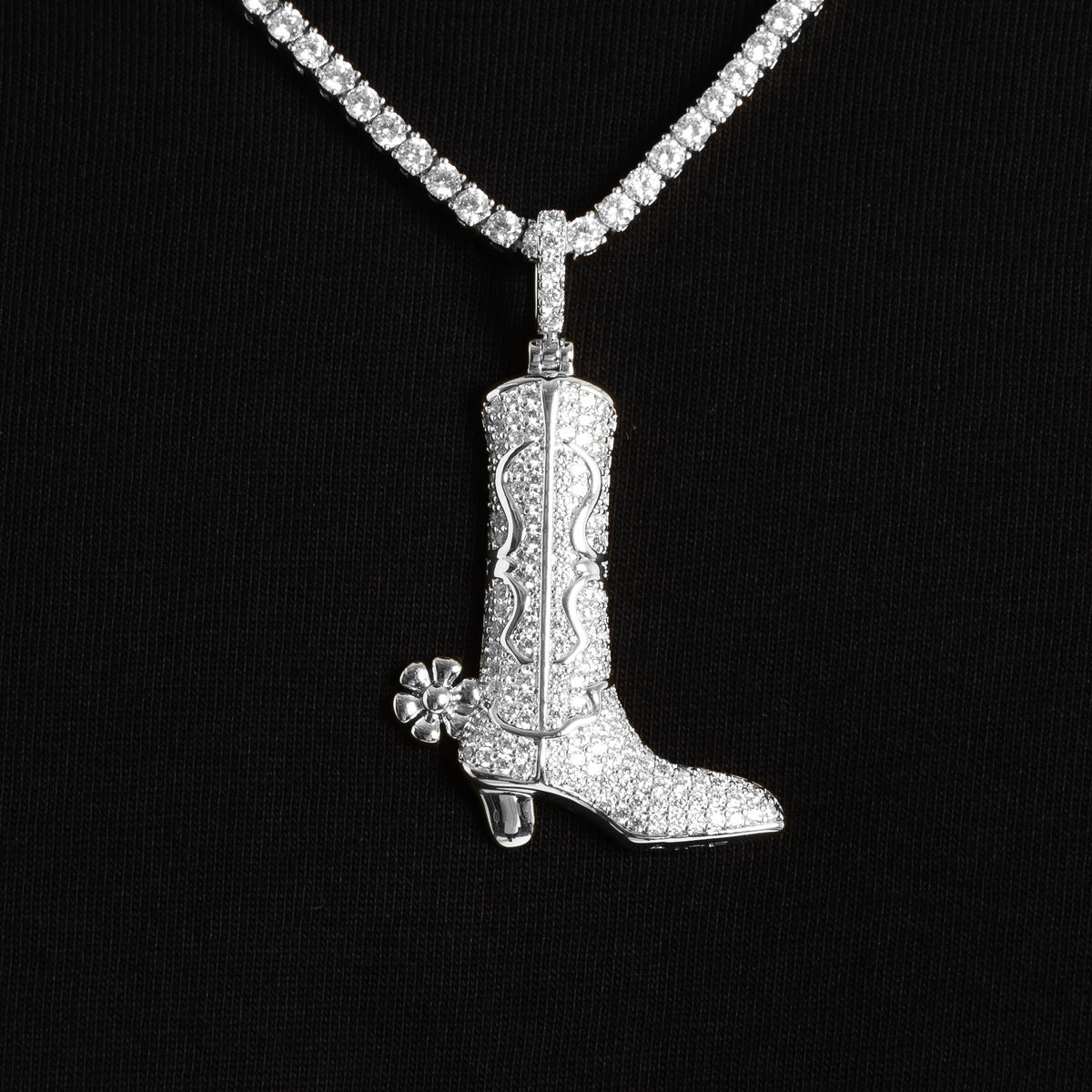 Iced Cowboy Boot Pendant