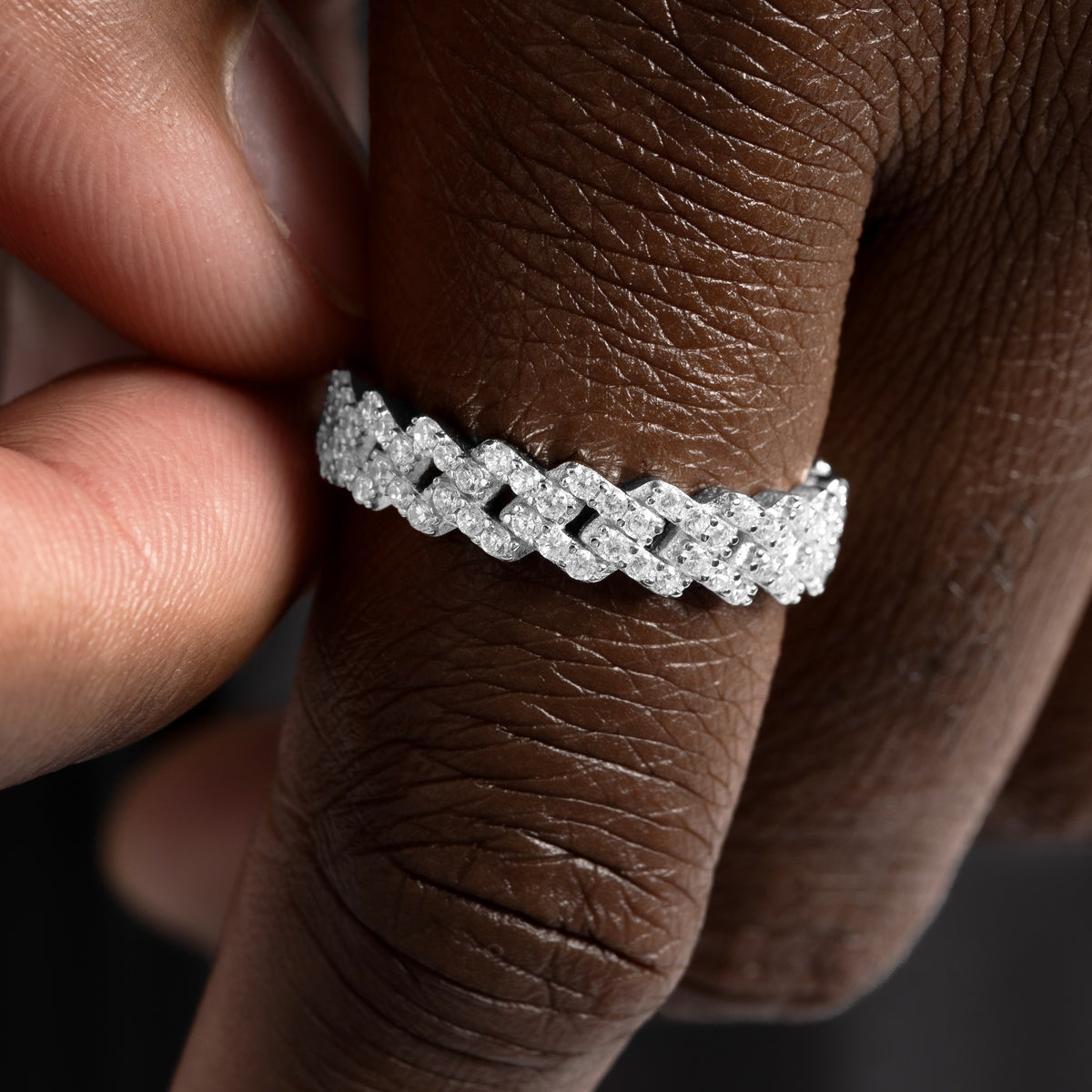 Thin Iced Cuban Ring