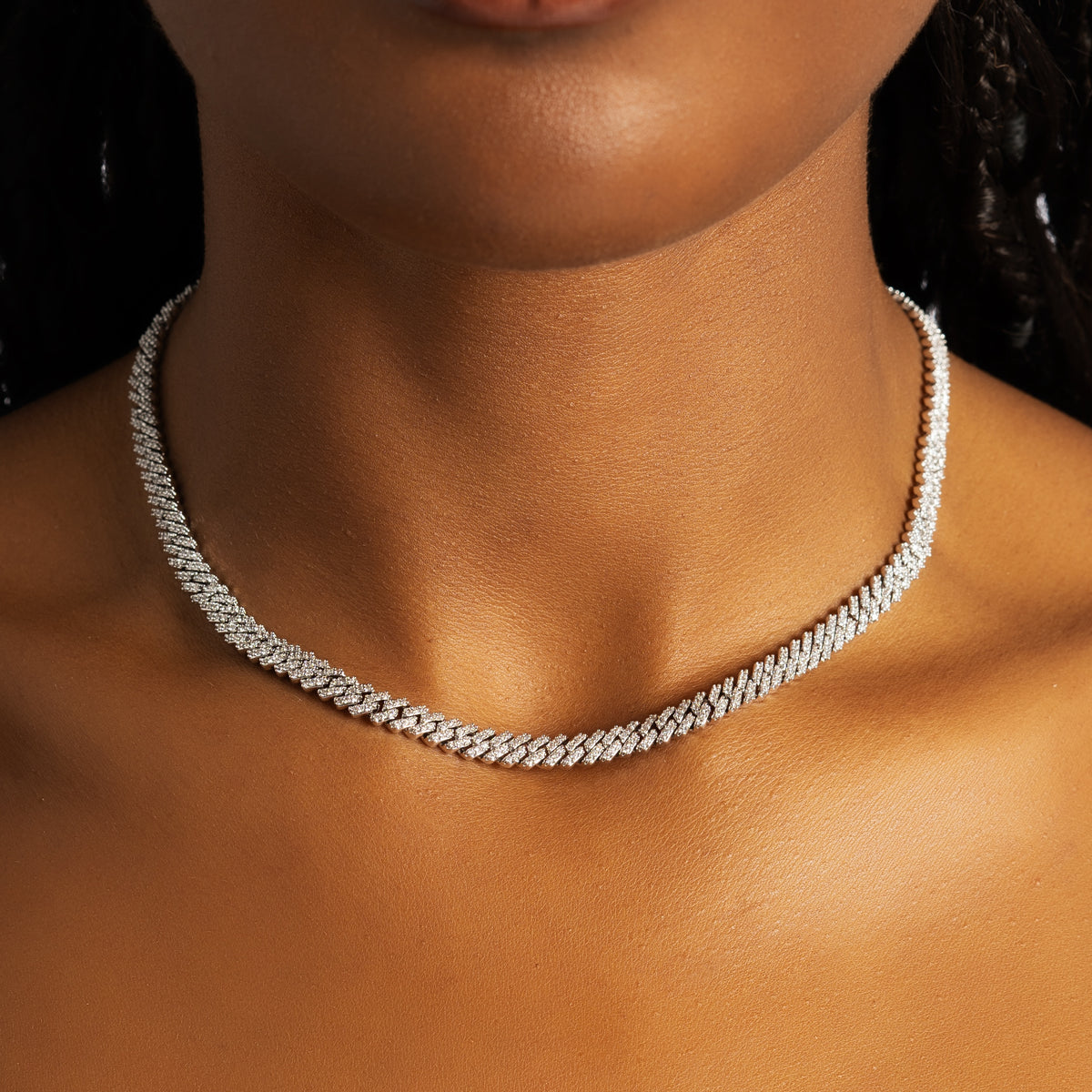 White Gold Cuban Link Chain 5mm Prong Cuban ICE