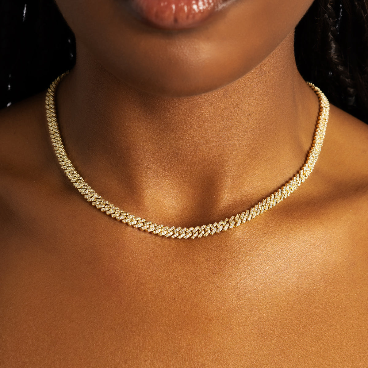 5mm Diamond Prong Cuban 18k Gold Cuban Link Chain ICE