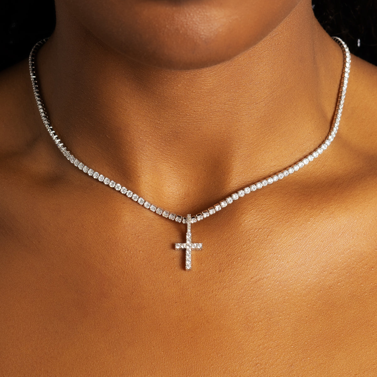 Diamond Micro Cross Pendant White Gold