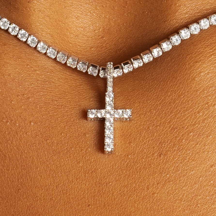 Moissanite Micro Cross Pendant S925