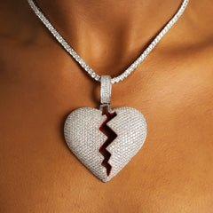 Broken Heart Pendant | Diamond Heart Pendant | 6 Ice - 6 ICE