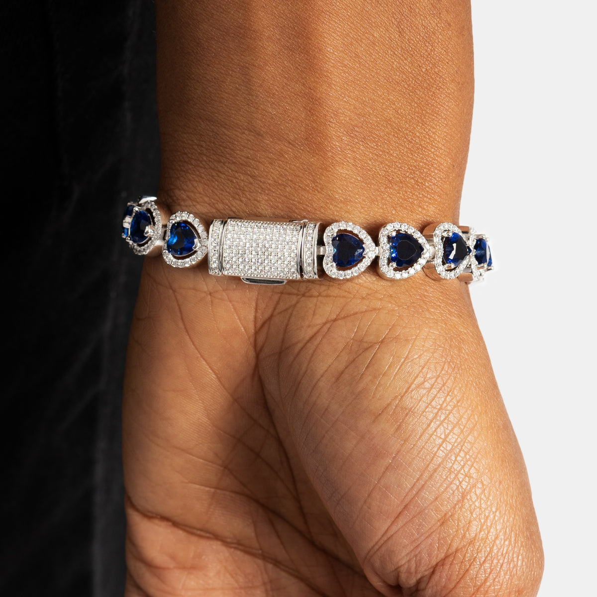 Sapphire Heart Tennis Bracelet White Gold