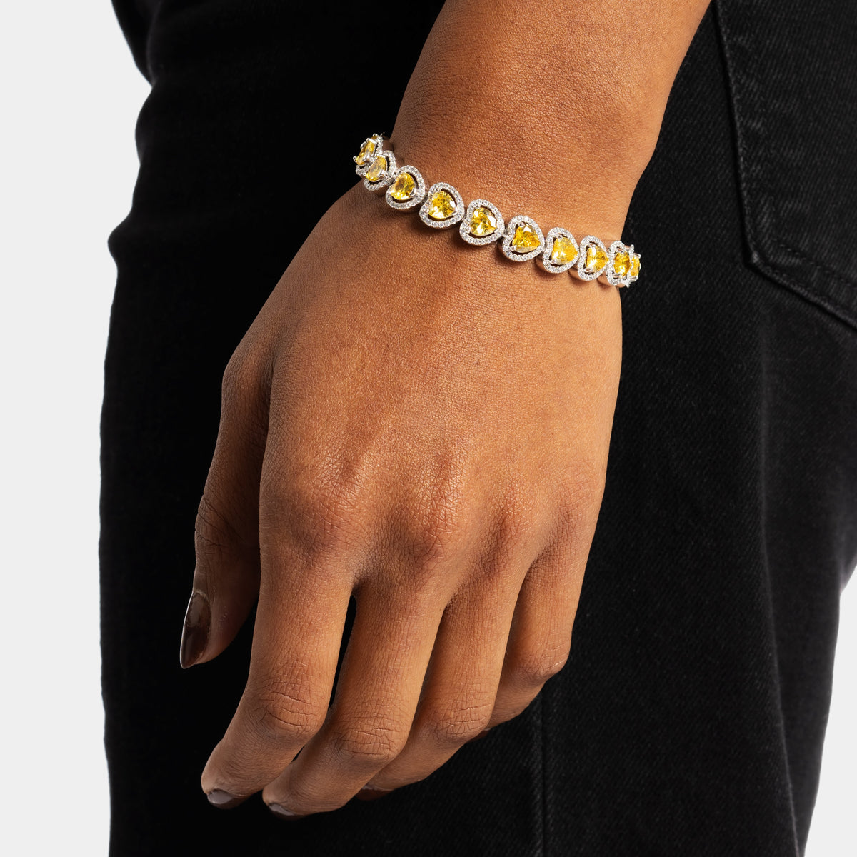 Canary Heart Tennis Bracelet White Gold