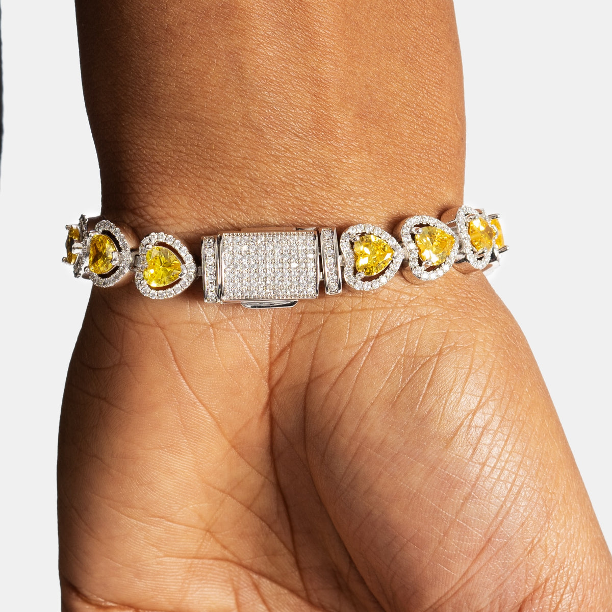 Canary Heart Tennis Bracelet White Gold