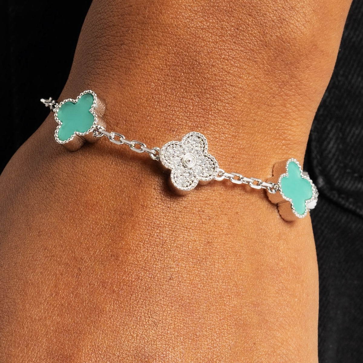 Green Iced Clover Bracelet