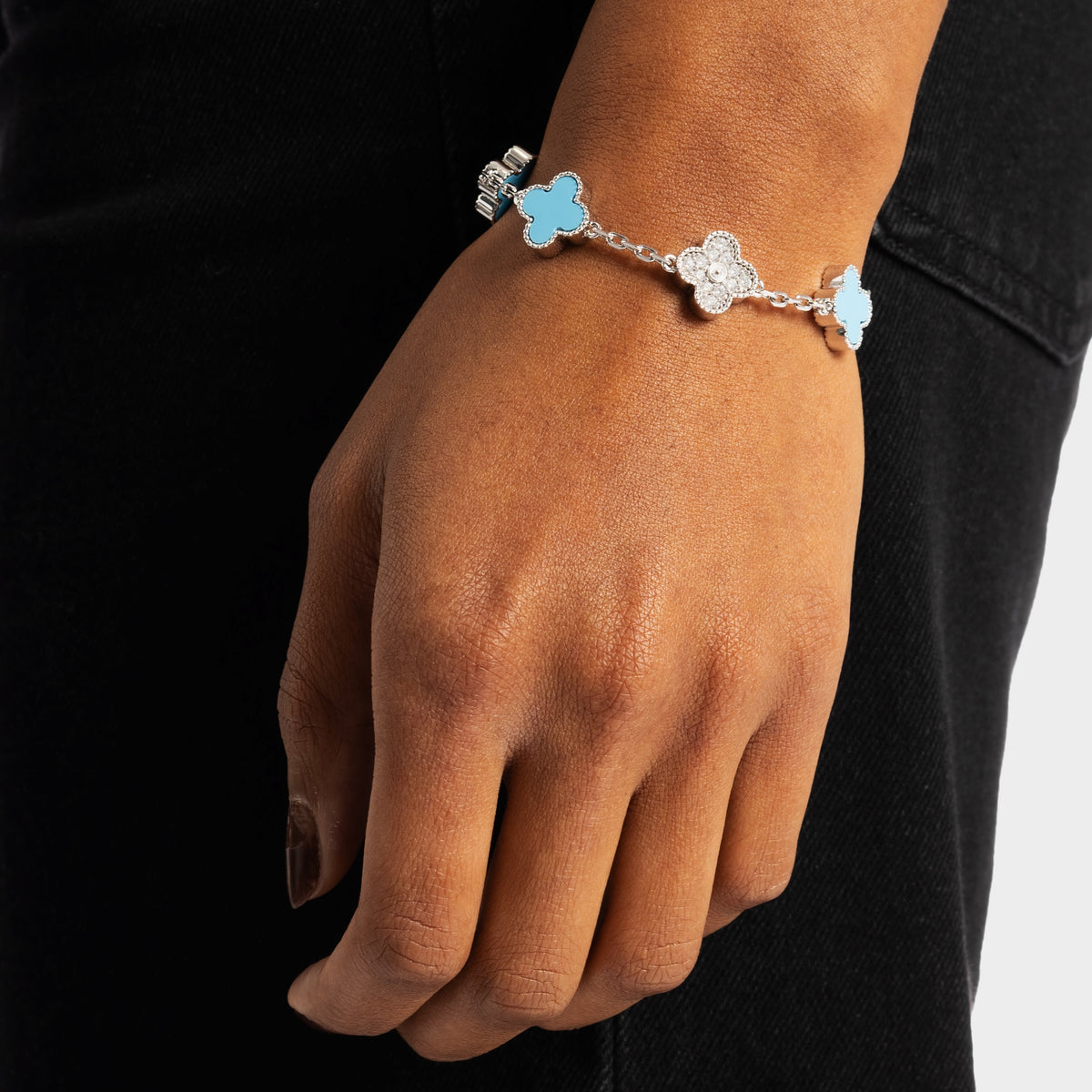 Blue Iced Clover Bracelet