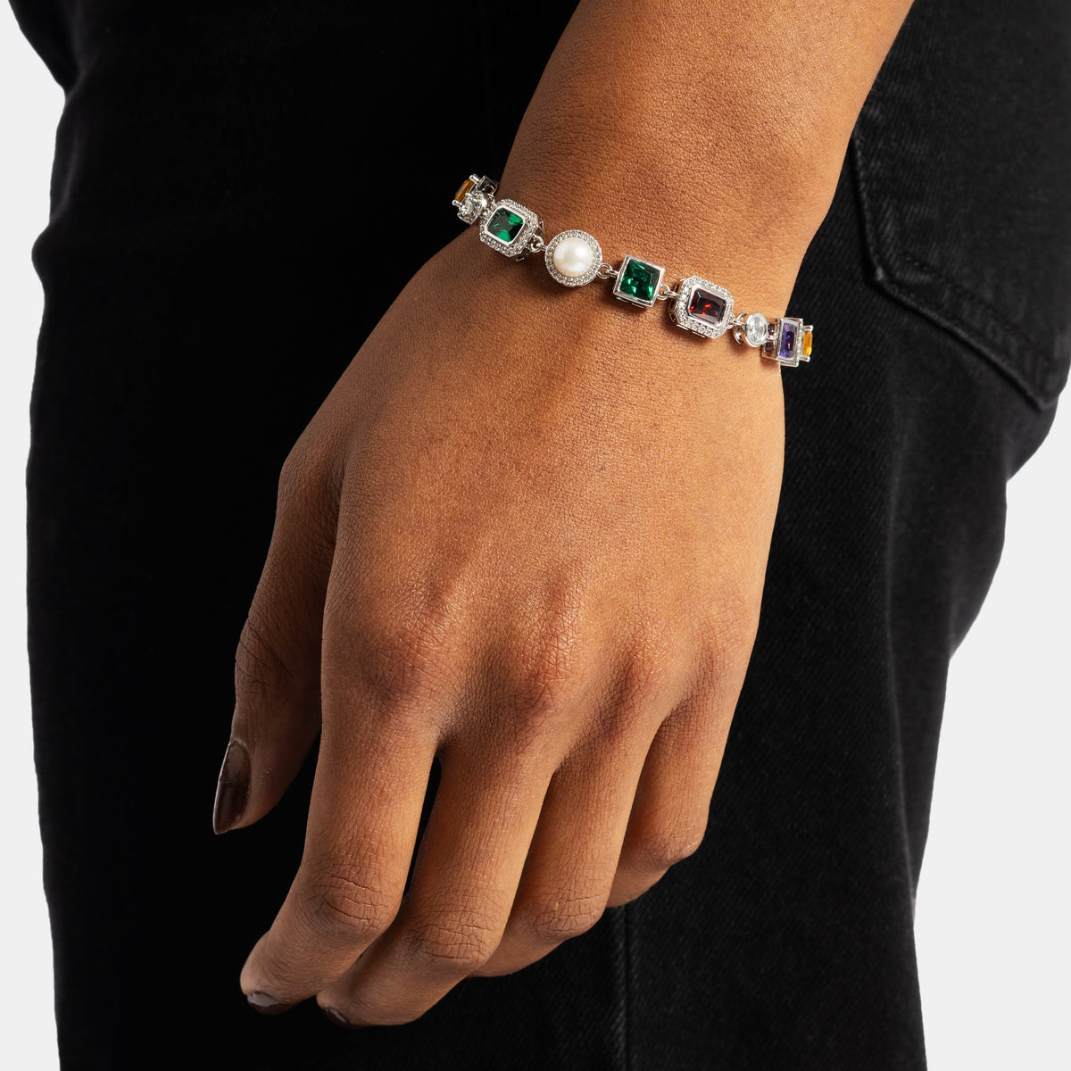 Multi Gemstone Bracelet White Gold