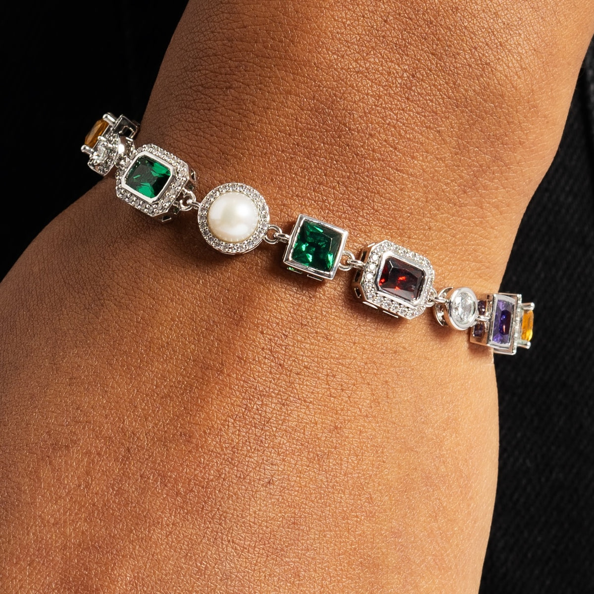 Multi Gemstone Bracelet White Gold