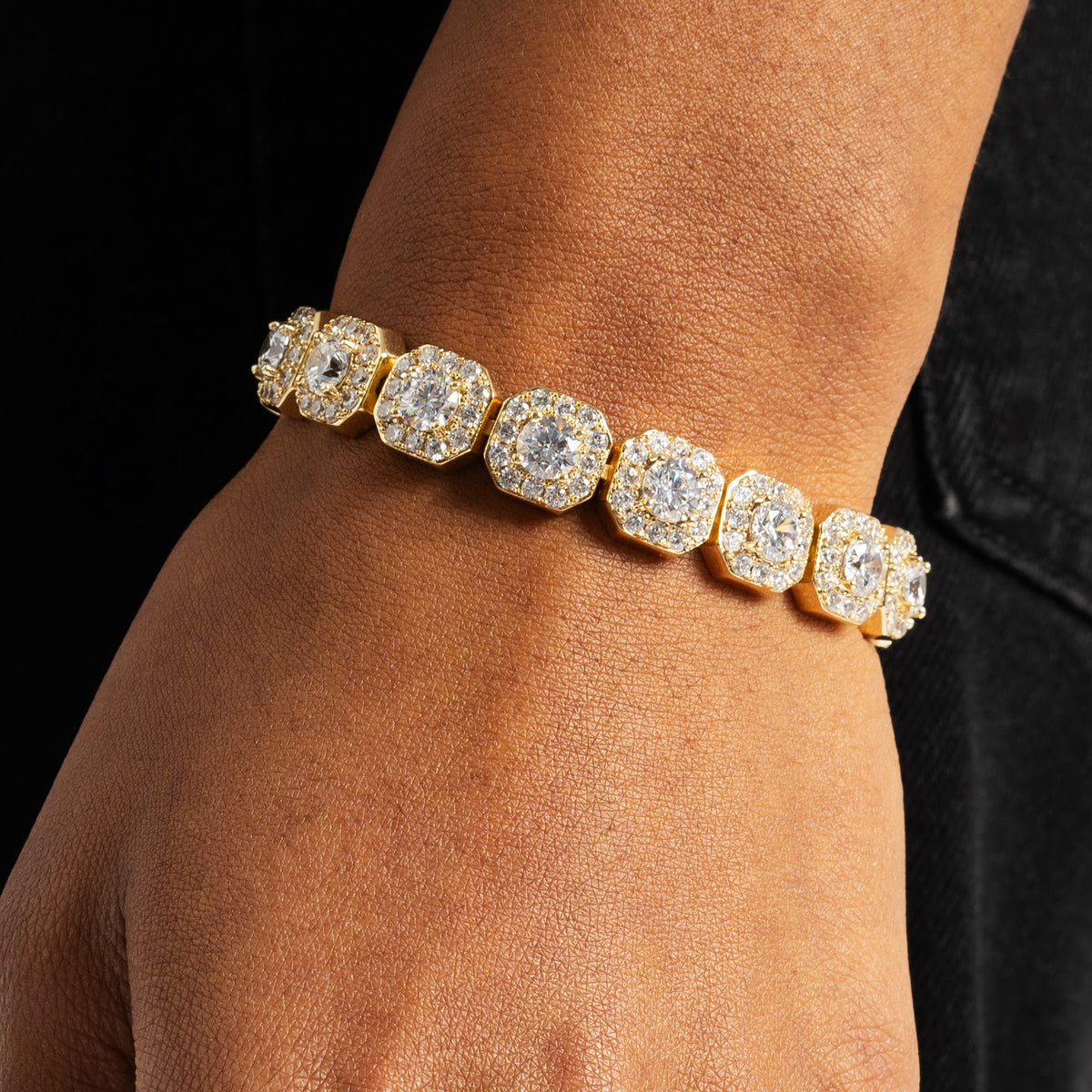 Clustered Tennis Bracelet 18k Gold S925 Moissanite