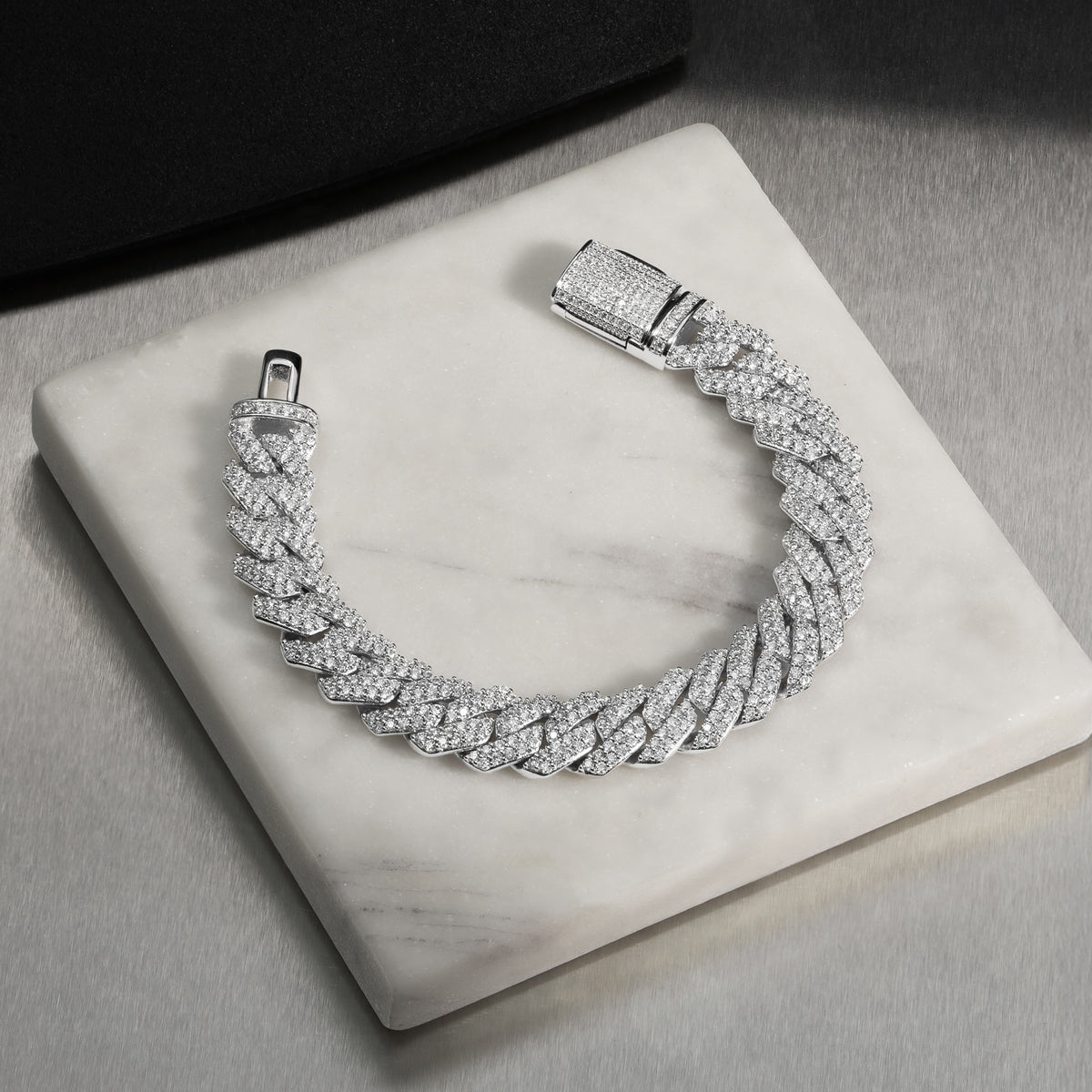 12mm Diamond Prong Cuban Bracelet