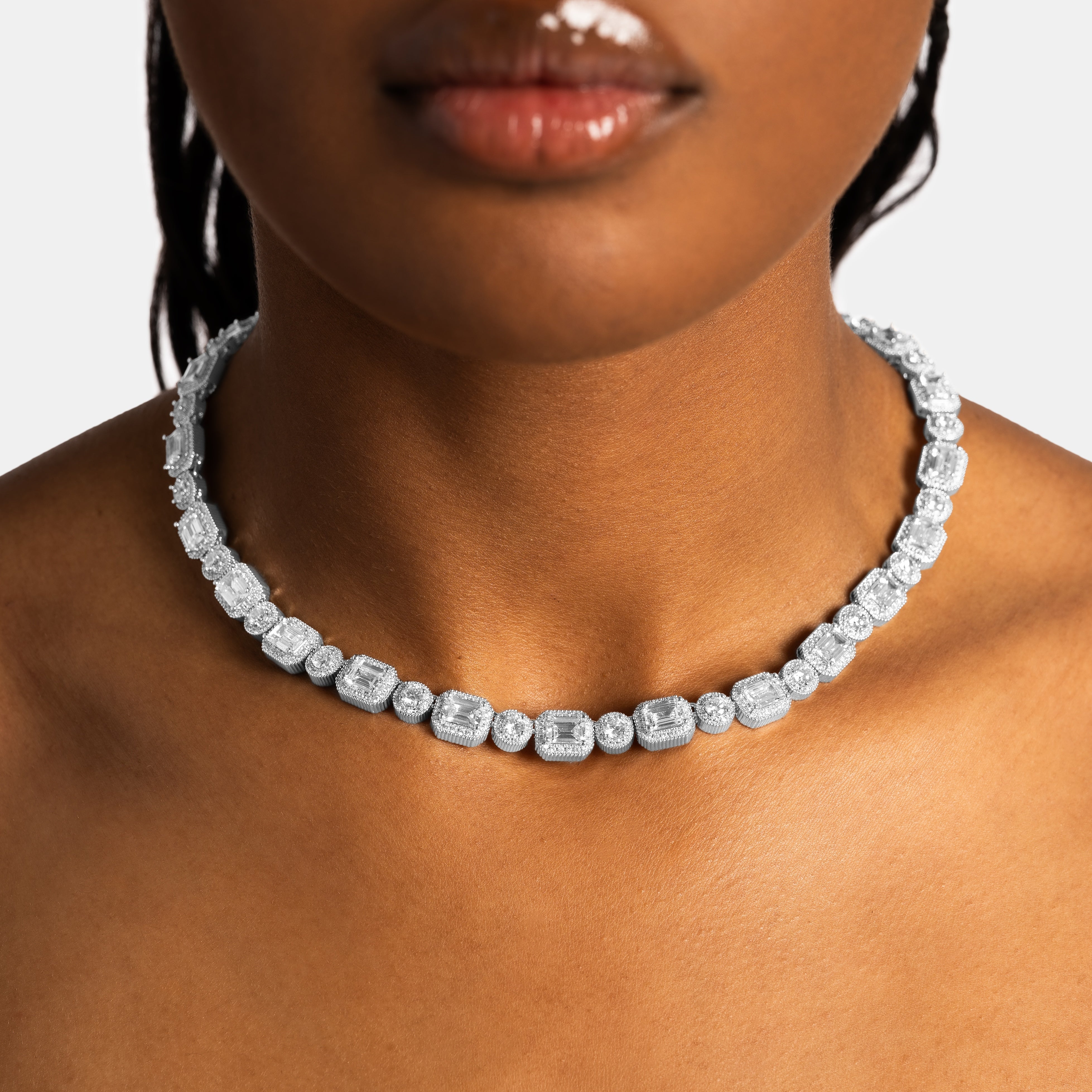 Clustered Tennis Diamond Chain Iced Out VVS Tennis Chain ICE