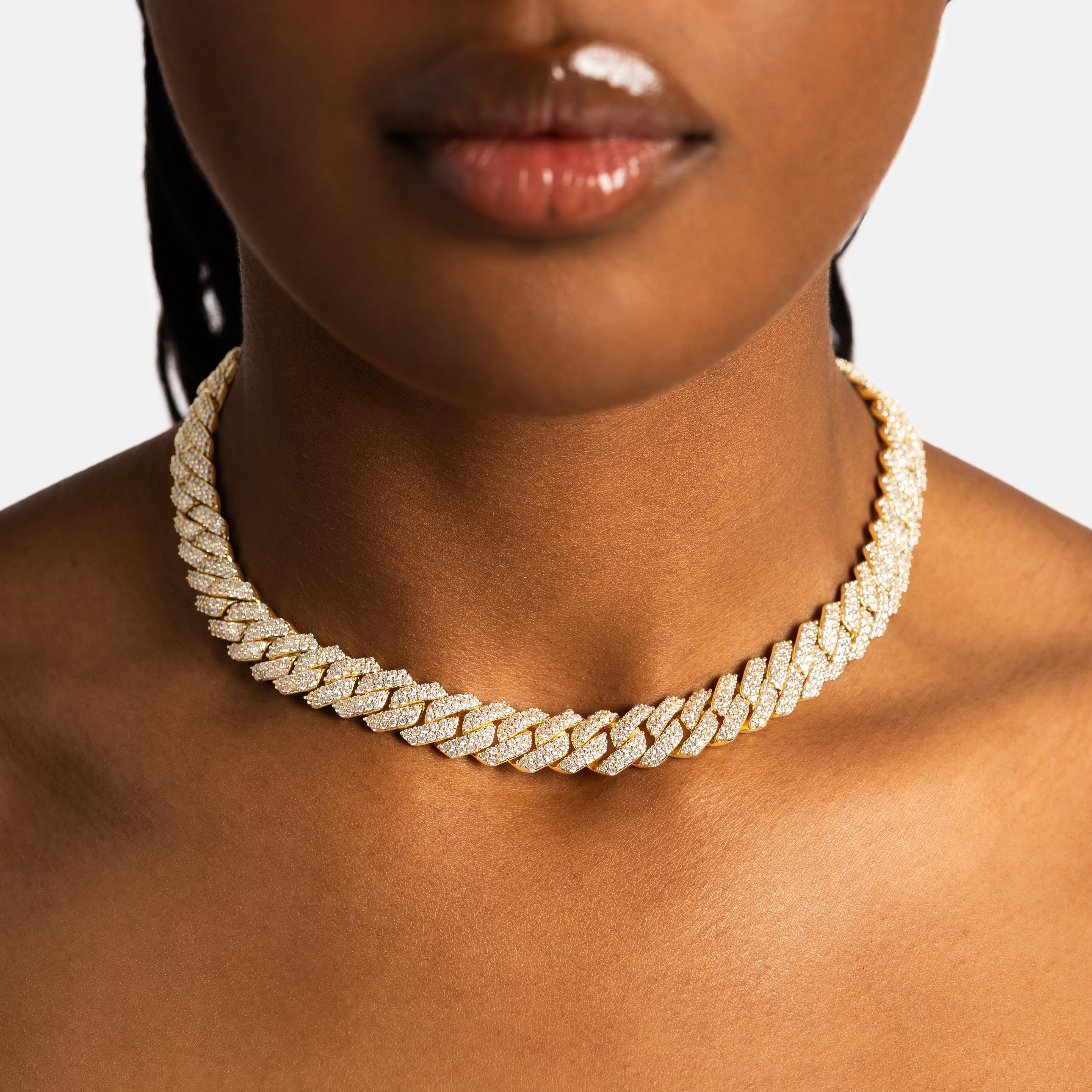 Womens Cuban Link Chain | 12mm Diamond 18k Gold - 6 ICE