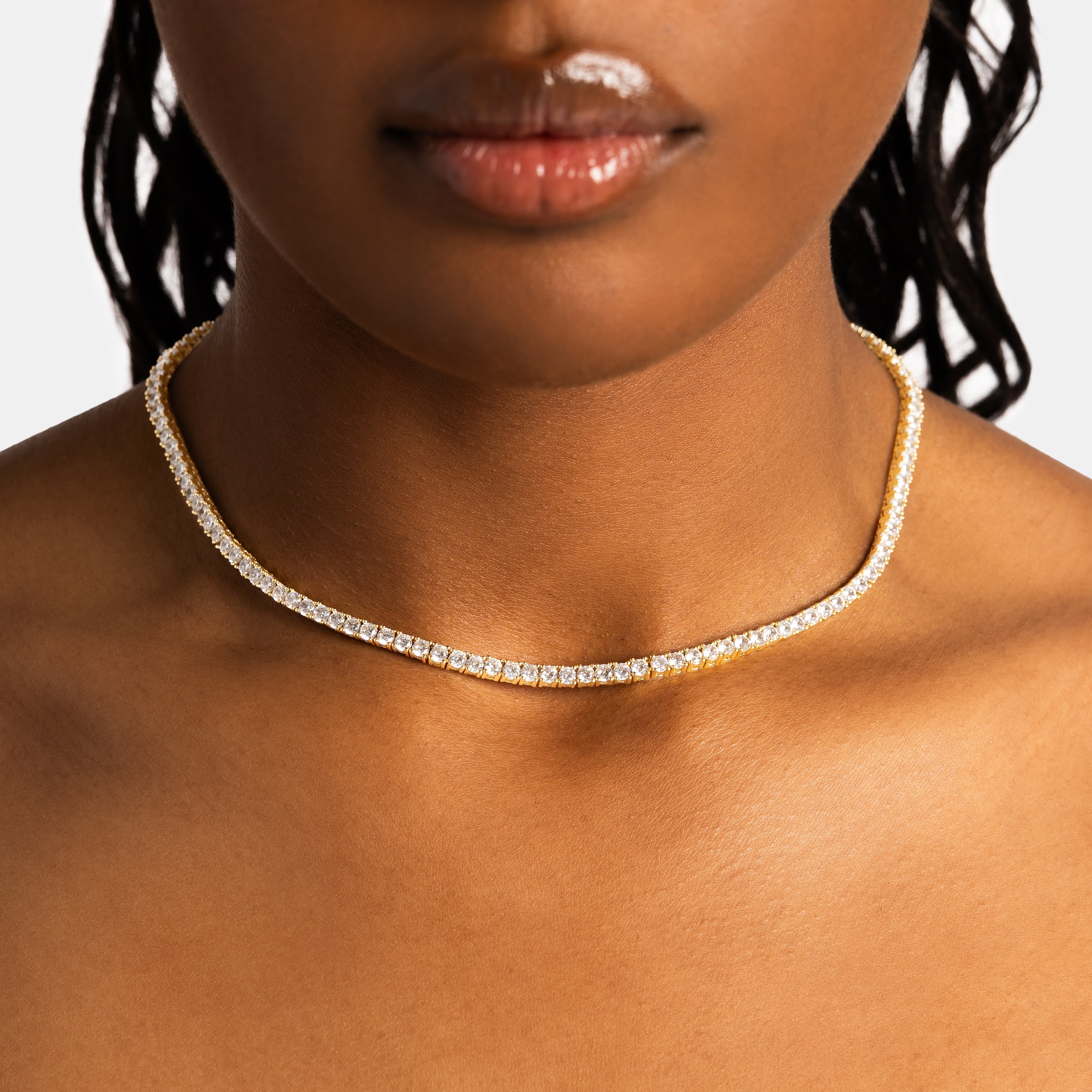 Luxury Tennis Necklace 【3mm / GOLD】 61cm Buy luxury tennis necklace online - Gold 3mm