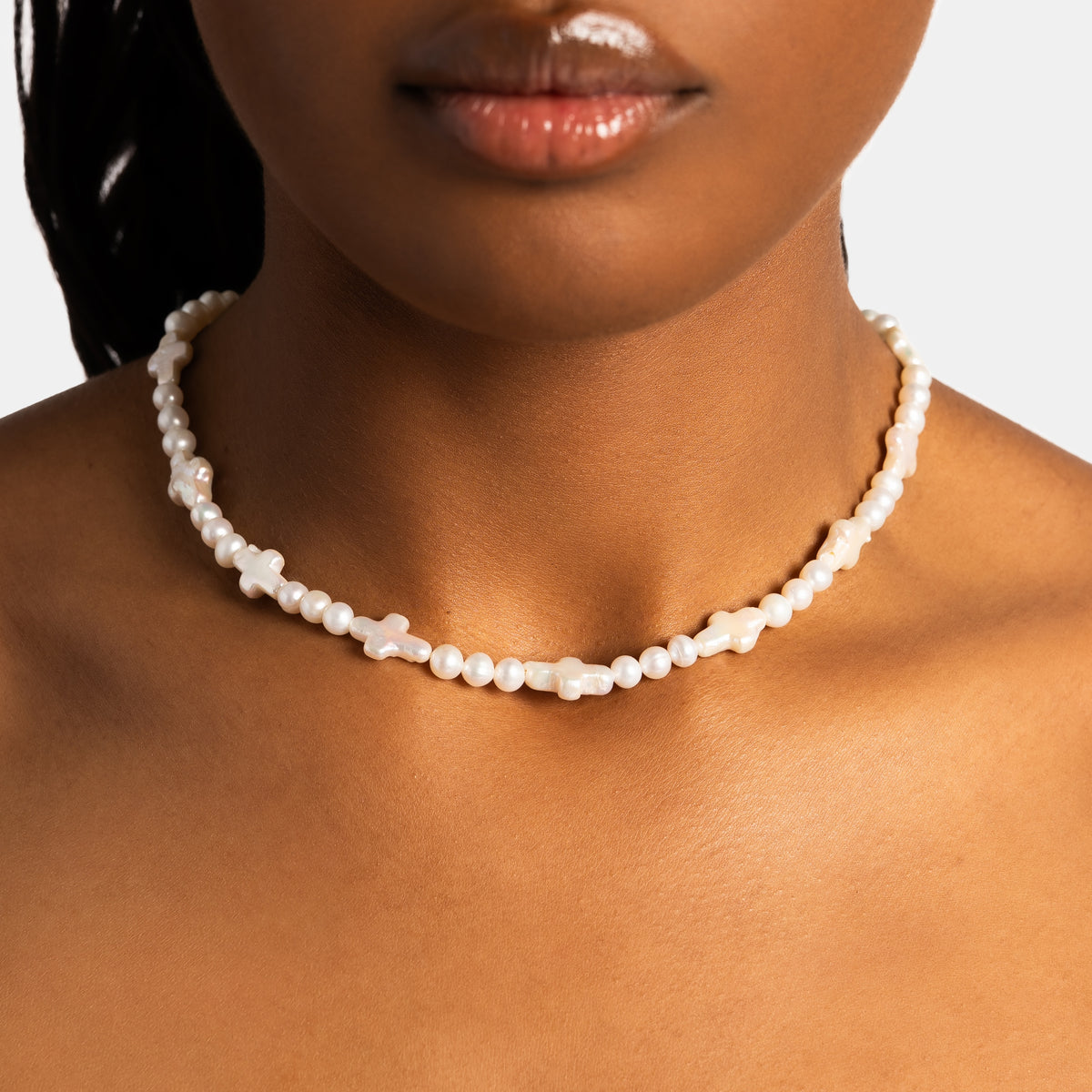 Cross Freshwater Pearl Chain