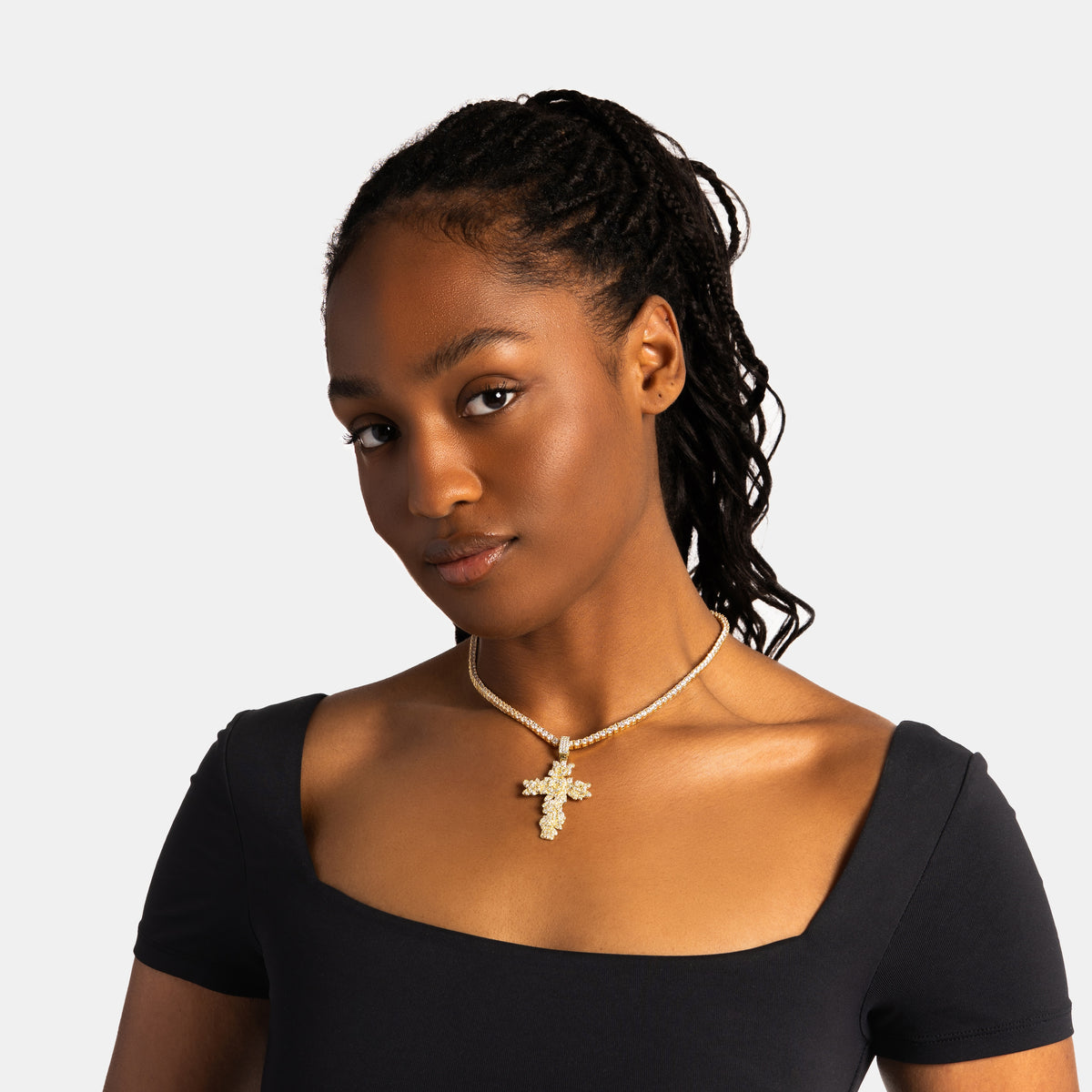 Rose Cross Pendant Gold