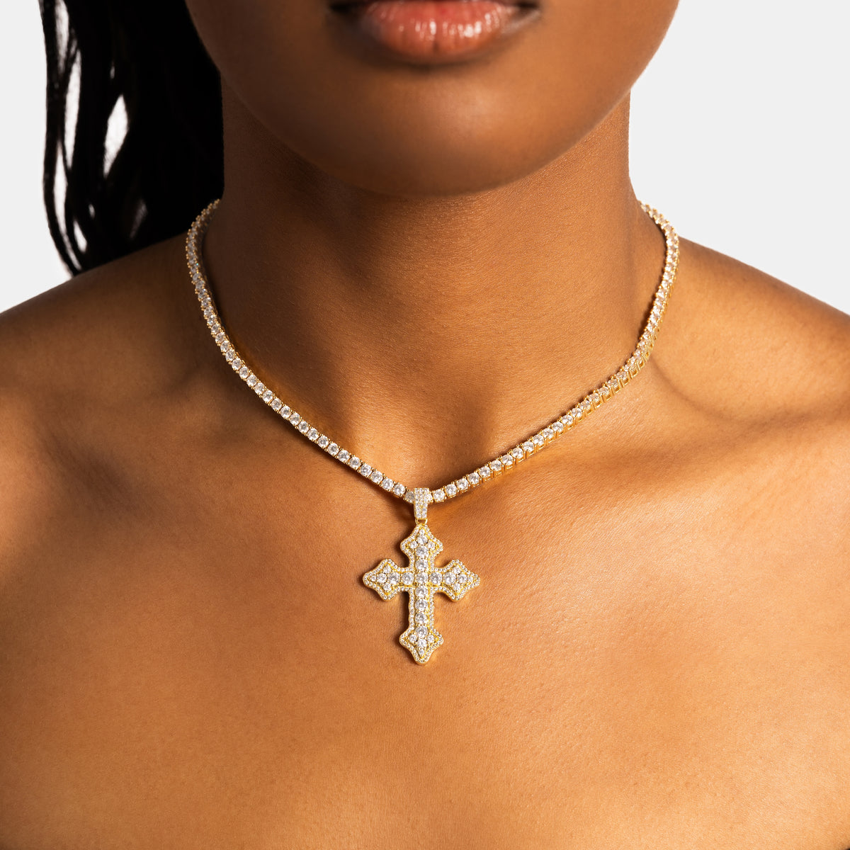 Clustered Cross Pendant Gold