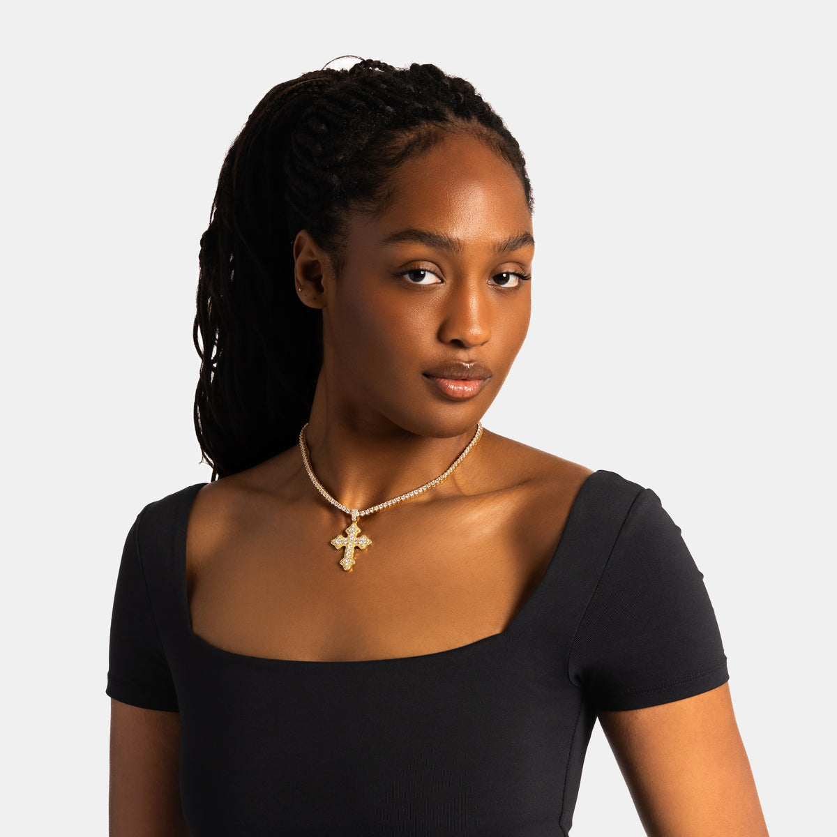 Clustered Cross Pendant Gold